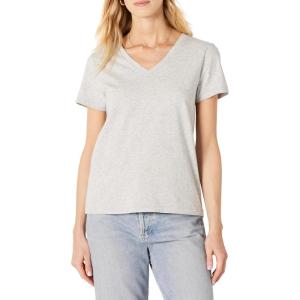 imageAmazon Essentials Womens Regular Fit 100 Cotton VNeck Short Sleeve TShirt MultipacksLight Grey Heather