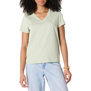 imageAmazon Essentials Womens Regular Fit 100 Cotton VNeck Short Sleeve TShirt MultipacksSage Green