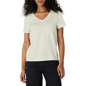 imageAmazon Essentials Womens Regular Fit 100 Cotton VNeck Short Sleeve TShirt MultipacksSand Heather