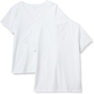 imageAmazon Essentials Womens Regular Fit 100 Cotton VNeck Short Sleeve TShirt MultipacksWhite