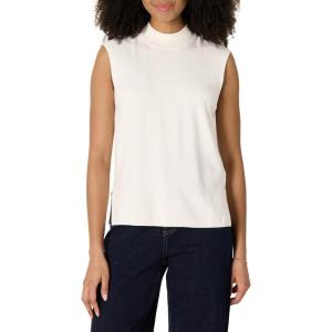 imageAmazon Essentials Womens RegularFit Cap Sleeve Pullover Mock Neck Sweater TopEggshell White