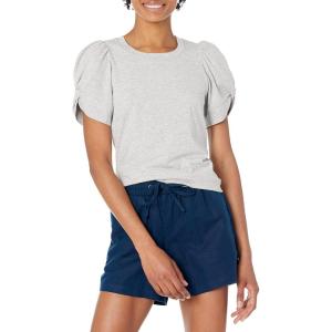 imageAmazon Essentials Womens RegularFit Twist Sleeve Crewneck TShirtLight Grey Heather