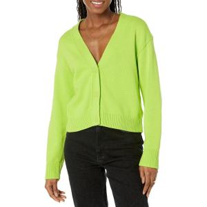 imageAmazon Essentials Womens Relaxed Fit VNeck Cropped CardiganLime Green