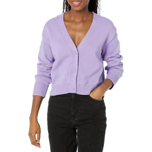 imageAmazon Essentials Womens Relaxed Fit VNeck Cropped CardiganPurple
