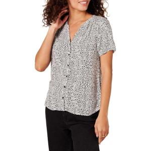 imageAmazon Essentials Womens RelaxedFit ShortSleeve Woven BlouseMini Leopard