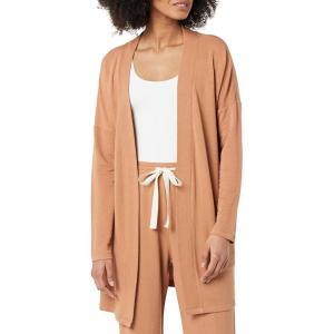 imageAmazon Essentials Womens RelaxedFit UltraLightweight OpenFront CardiganLight Caramel