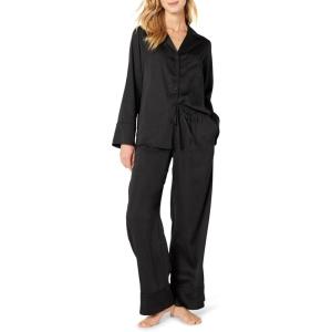 imageAmazon Essentials Womens Satin Pajama Shirt and Pants SetBlack