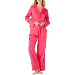 imageAmazon Essentials Womens Satin Pajama Shirt and Pants SetHot Pink