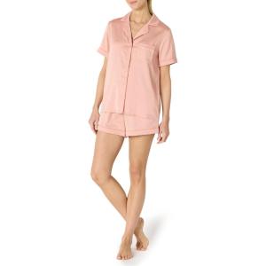 imageAmazon Essentials Womens Satin Short Sleeve ButtonDown Top and Short Sleepwear SetDusty Rose