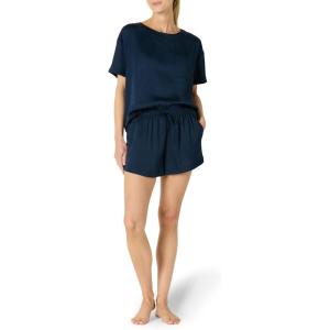 imageAmazon Essentials Womens Satin Short Sleeve TShirt and Short Sleepwear SetNavy