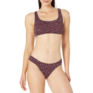 imageAmazon Essentials Womens Scoop Neck Swim Crop TopBrick Red Leopard