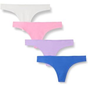 imageAmazon Essentials Womens Seamless Breathable Underwear for Women Thong Bonded Stretch Pack of 4Pale Blue