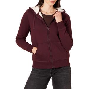 imageAmazon Essentials Womens SherpaLined Fleece FullZip Hooded Jacket Available in Plus SizeBurgundy