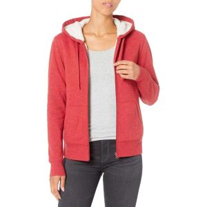 imageAmazon Essentials Womens SherpaLined Fleece FullZip Hooded Jacket Available in Plus SizeRed Heather