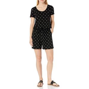 imageAmazon Essentials Womens ShortSleeve Scoop Neck RomperBlack Dots