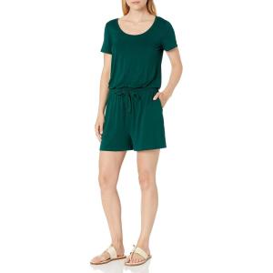 imageAmazon Essentials Womens ShortSleeve Scoop Neck RomperJade Green