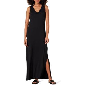 imageAmazon Essentials Womens SideSlit Jersey VNeck Maxi Length DressBlack