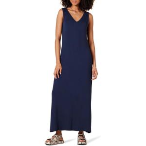 imageAmazon Essentials Womens SideSlit Jersey VNeck Maxi Length DressNavy