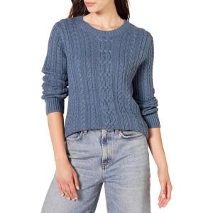 imageAmazon Essentials Womens Soft Fisherman Cable LongSleeve Crewneck Sweater Available in Plus SizeBlue Heather