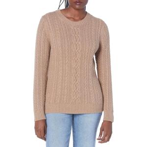 imageAmazon Essentials Womens Soft Fisherman Cable LongSleeve Crewneck Sweater Available in Plus SizeCamel Heather