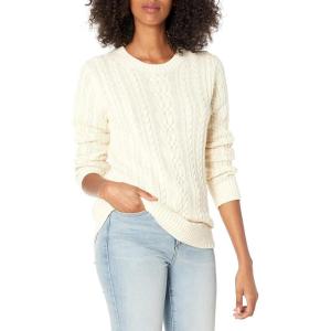 imageAmazon Essentials Womens Soft Fisherman Cable LongSleeve Crewneck Sweater Available in Plus SizeCream