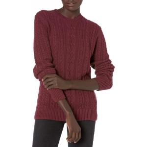 imageAmazon Essentials Womens Soft Fisherman Cable LongSleeve Crewneck Sweater Available in Plus SizeDark Burgundy