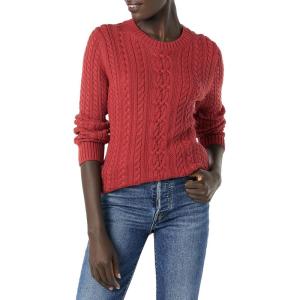 imageAmazon Essentials Womens Soft Fisherman Cable LongSleeve Crewneck Sweater Available in Plus SizeDark Red