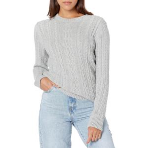 imageAmazon Essentials Womens Soft Fisherman Cable LongSleeve Crewneck Sweater Available in Plus SizeLight Grey Heather