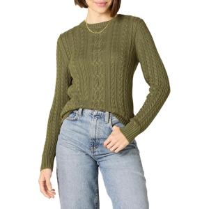 imageAmazon Essentials Womens Soft Fisherman Cable LongSleeve Crewneck Sweater Available in Plus SizeOlive