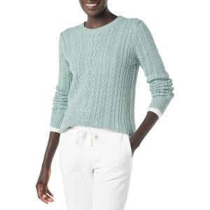 imageAmazon Essentials Womens Soft Fisherman Cable LongSleeve Crewneck Sweater Available in Plus SizeSage Green Heather
