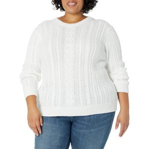 imageAmazon Essentials Womens Soft Fisherman Cable LongSleeve Crewneck Sweater Available in Plus SizeWhite