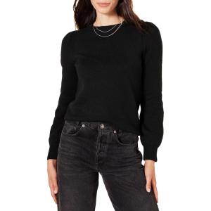 imageAmazon Essentials Womens Soft Touch Pleated Shoulder Crewneck SweaterBlack