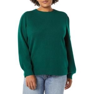 imageAmazon Essentials Womens Soft Touch Pleated Shoulder Crewneck SweaterDark Green