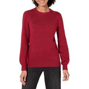 imageAmazon Essentials Womens Soft Touch Pleated Shoulder Crewneck SweaterDark Red