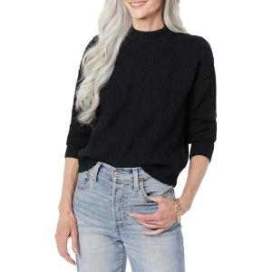 imageAmazon Essentials Womens SoftTouch Modern Cable Crewneck Sweater Available in Plus SizeBlack