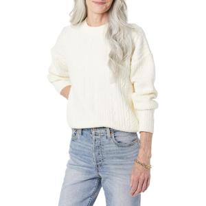 imageAmazon Essentials Womens SoftTouch Modern Cable Crewneck Sweater Available in Plus SizeIvory