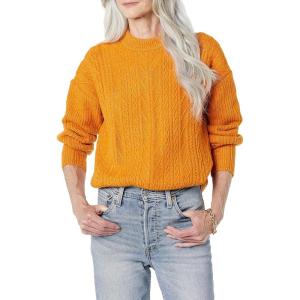 imageAmazon Essentials Womens SoftTouch Modern Cable Crewneck Sweater Available in Plus SizeOrange