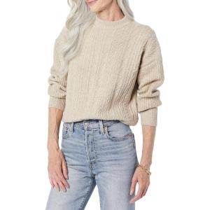 imageAmazon Essentials Womens SoftTouch Modern Cable Crewneck Sweater Available in Plus SizeTan Heather