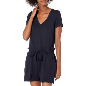 imageAmazon Essentials Womens Supersoft Terry ShortSleeve VNeck Romper Previously Daily RitualNavy