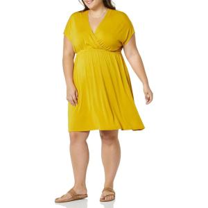 imageAmazon Essentials Womens Surplice Dress Available in Plus SizeDark Golden Yellow