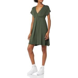 imageAmazon Essentials Womens Surplice Dress Available in Plus SizeDark Olive