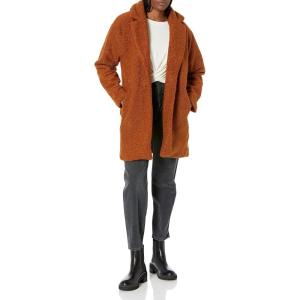 imageAmazon Essentials Womens Teddy Bear Fleece OversizedFit Lapel Jacket Previously Daily RitualCaramel