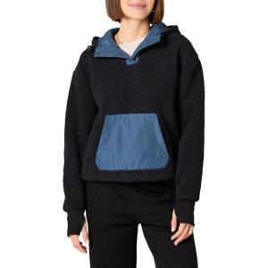 imageAmazon Essentials Womens Teddy Fleece Quarter Button Hooded JacketBlack