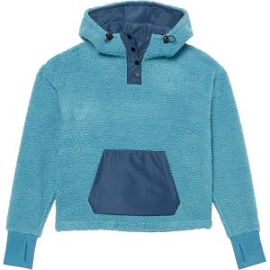 imageAmazon Essentials Womens Teddy Fleece Quarter Button Hooded JacketTeal Blue