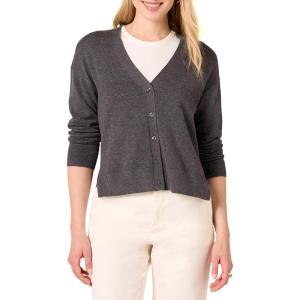 imageAmazon Essentials Womens VNeck Lightweight Cropped RelaxedFit Cardigan SweaterCharcoal Heather