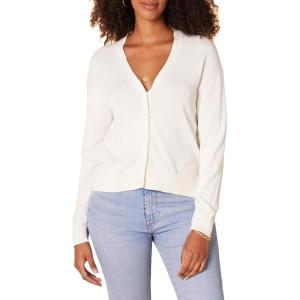 imageAmazon Essentials Womens VNeck Lightweight Cropped RelaxedFit Cardigan SweaterEggshell White