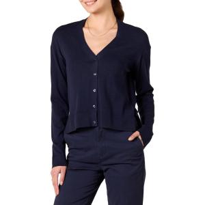 imageAmazon Essentials Womens VNeck Lightweight Cropped RelaxedFit Cardigan SweaterNavy