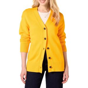 imageAmazon Essentials Womens VNeck Midweight RelaxedFit Cardigan SweaterGolden Yellow