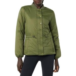 imageAmazon Essentials Womens Waist Padded Bomber JacketDark Olive