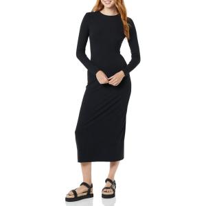 imageAmazon Essentials Womens Wide Rib Open Back Long Sleeve Dress Previously Daily RitualBlack